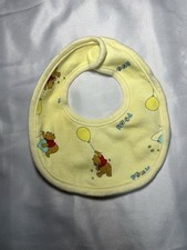 Vintage 90s Winnie The Pooh Baby Bib Yellow Balloons One Hundred Acre OS Disney