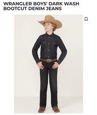 boys wrangler jeans size 14 Slim Boot Cut Fit Dark Wash