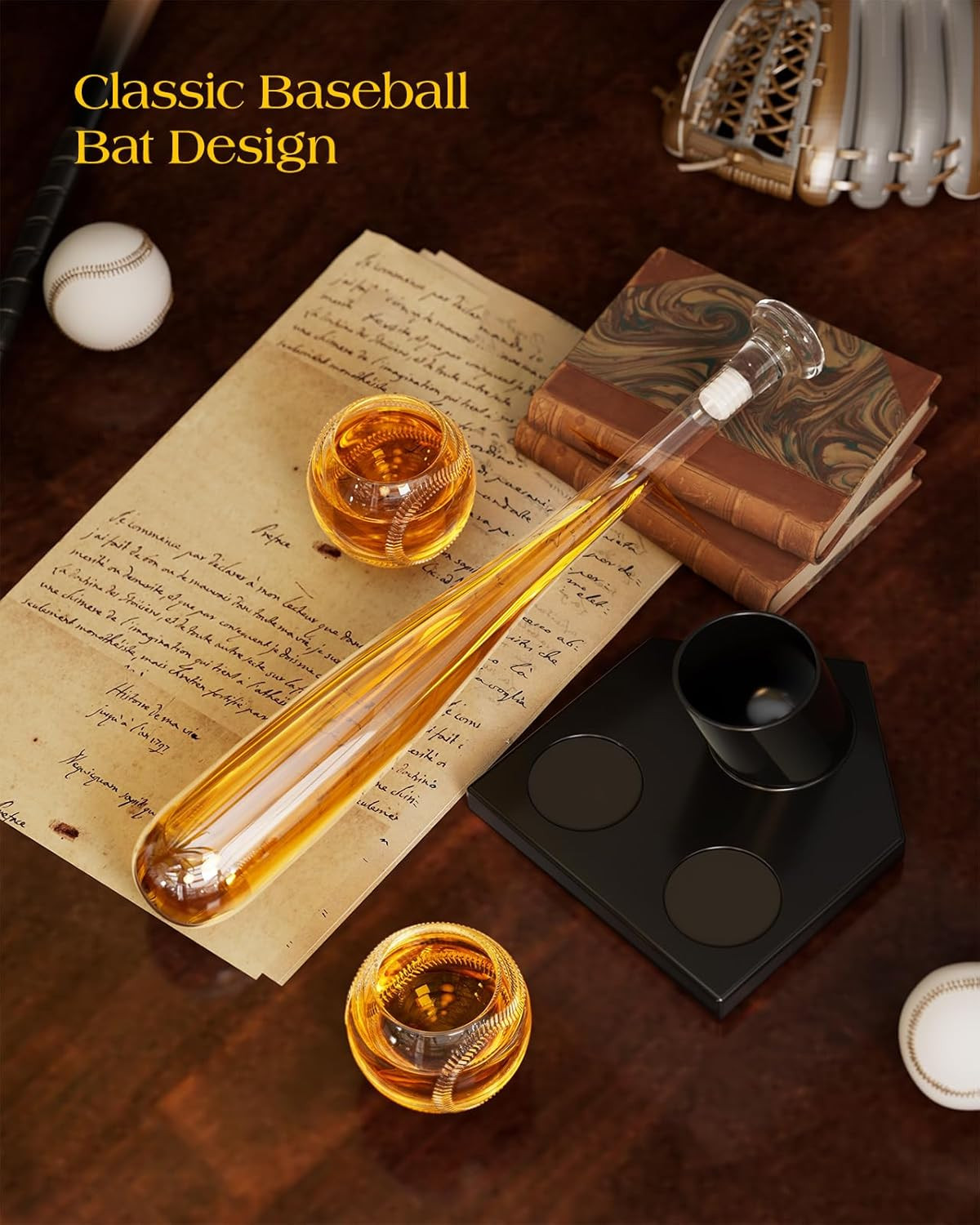 Baseball Gifts for Men, Kollea Whiskey Decanter Sets for Men, 20Oz Baseball Bat 