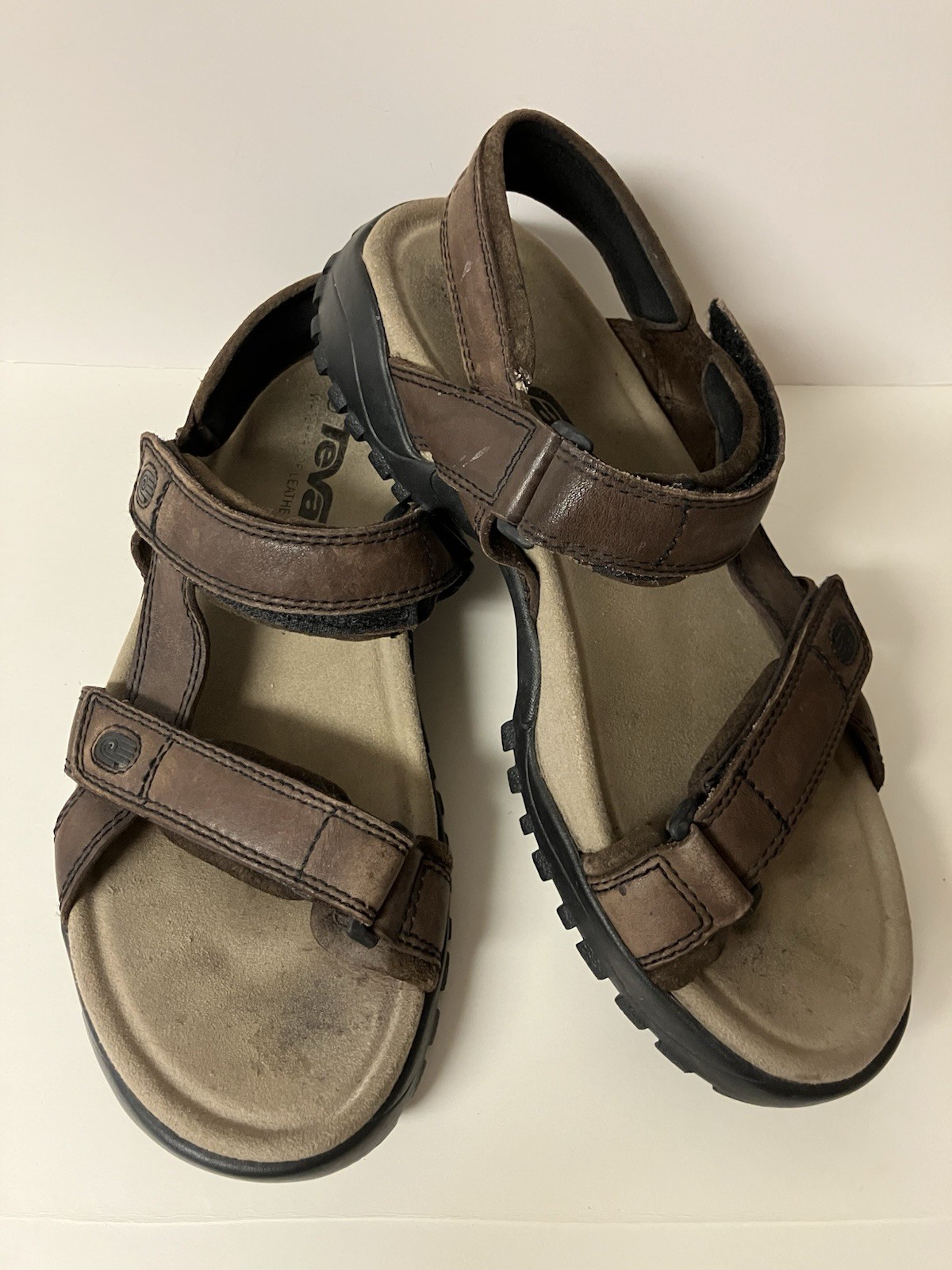 Teva Sandals 6591 Men's Size 12 Brown Leather Lug Sole Waterproof