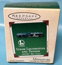 Hallmark 2003 Lionel Blue Comet Steam Locomotive  Tender Miniature Ornament NIB