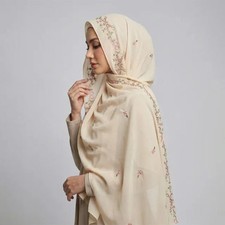 Embroidered Chiffon Hijab Scarf Chiffon Hijab With Embroidery MH220