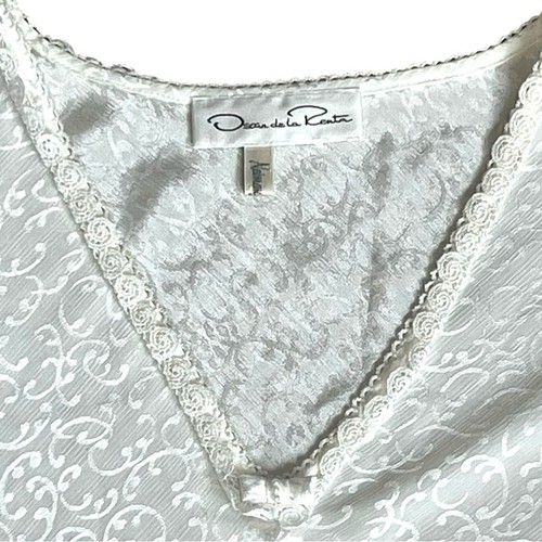 Oscar De La Renta Women’s Sz S Vintage White V-Neck Nightgown Chemise Slip - Picture 3 of 12
