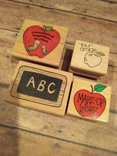 Lot 4 Vintage Teacher Rubber Stamps Vintage Teacher Stamps LOT