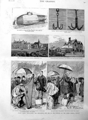 Original alter antiker Druck 1886 Welsh Bards London Deaf College Fred Archer 19.
