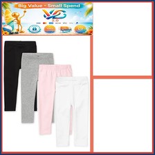 Girls Leggings 4-Pack Cotton Spandex Jersey Elastic Waist Black White