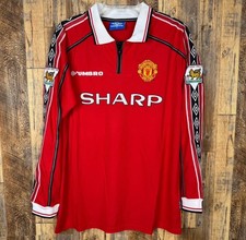 Manchester United 1999-00 Home Long Sleeve Jersey Umbro BECKHAM #7 Men's M