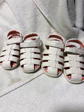 Wonder Nation Girls Fisherman Sandals US 7 and 8 White Floral Hook Loop Strap