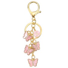 Butterfly Initial Letter Keychain, Alphabet X Metal Pink Keyring Charm for Bag