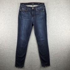 Judy Blue Jeans Womens 7/28 Blue Dark Wash Skinny Stretch Frayed Hem Ankle