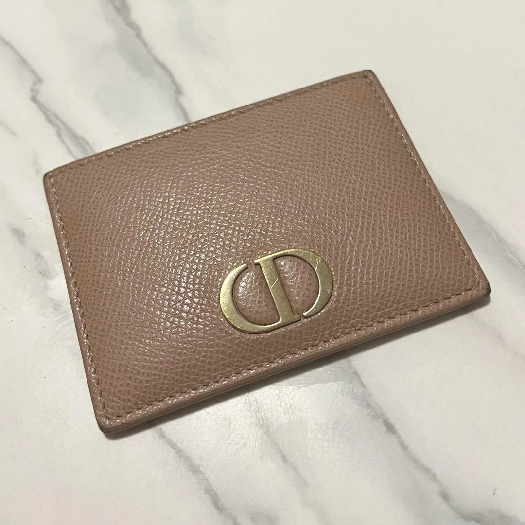 Christian Dior Porte Carte Porte Portefeuille Compact Sac à Main CD Cuir Rose Authentique