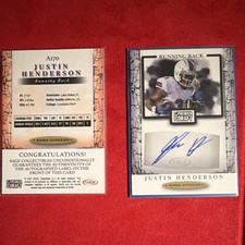 SAGE Premier Draft Justin Henderson Rookie Autograph A170 Football 2021