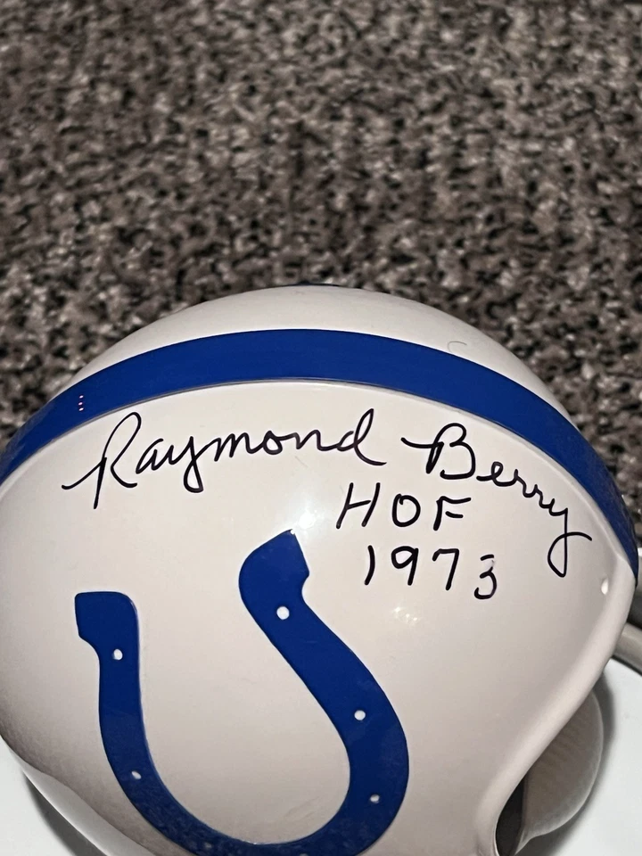 Raymond Berry Autographed Baltimore Colts Throwback Mini Helmet HOF 1973 - Image 2 of 3