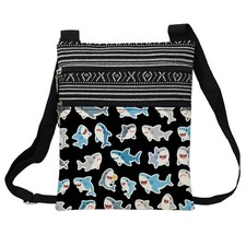 Cartoon Shark Messenger Bag Small Ethnic Pattern Adjustable Strap Crossbody Z...