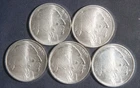 FIVE (5) INDIAN BUFFALO 1 OZ .9999 SILVER ROUNDS ( 5 OZ TOTAL)  LOT 101058