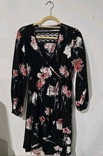 Band Of Gypsies Black Floral Womens Dress Size S Small Long Sleeve Vintage