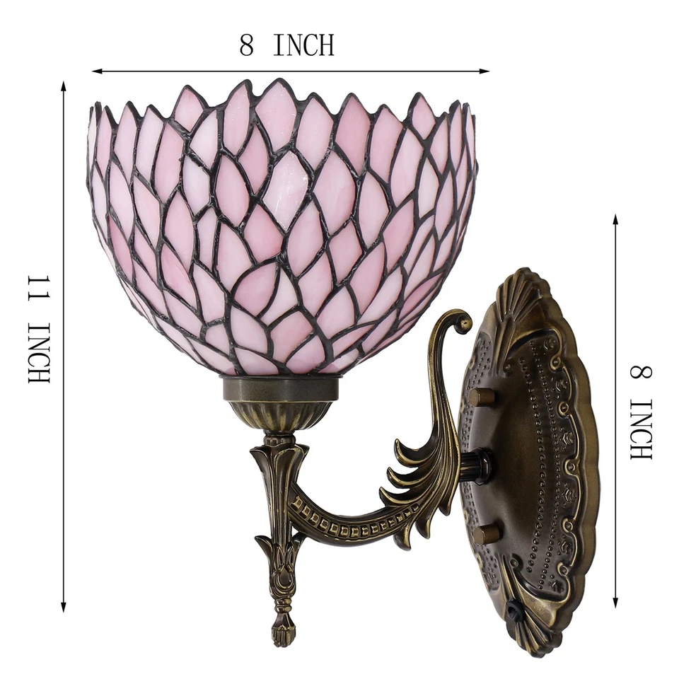 Aplique de pared Tiffany vitral 8X10,5X11 pulgadas enchufe pared cabecera Li... Foto 3 de 4