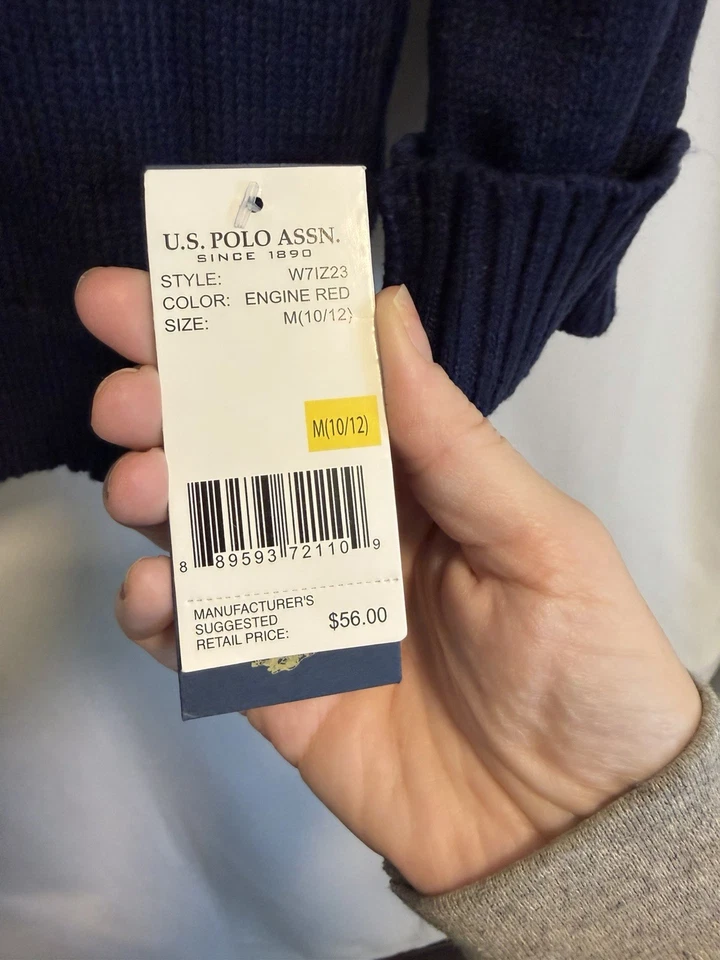 U.S. POLO ASSN | Suéter Pullover con Cremallera 1/4 Rojo Azul Gris Logo-M 10-12 Foto 3 de 4