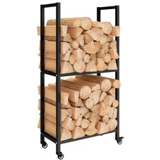 Outsunny Portalegna da Esterno e Interno in Acciaio a Due Livelli e Ruote Nero