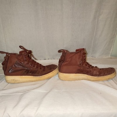 Nike SF Air Force 1 High Top Sneaker Brown Zipper Rubber Outsole 917753-202