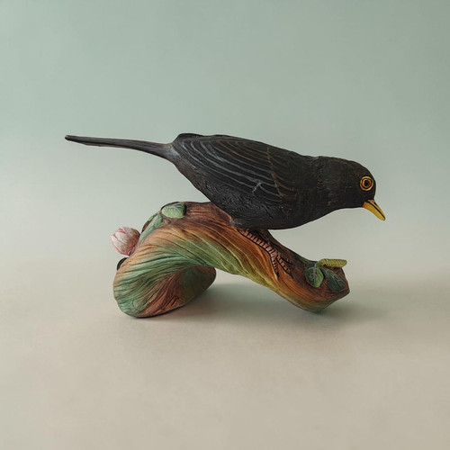 Staffordshire Fine Bone China Blackbird Figurine 279 J. Bromley Matte Bisque