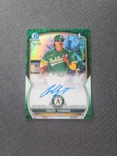 2023 Bowman Chrome /99 Auto Colby Thomas #CPA-CT Green Grass Refractor Prospects