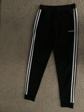 Adidas Boys Jogging pants Large 14 Black Polyester AK4601 Fitted legs.