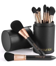 Makeup Brush Set Professional, 12 Pearlescent Wood Handle Makeup Brushes, Pre...