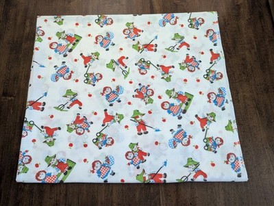 1Yd+15''/45'' VTG/USA woven cotton WHITE FLANNEL w/''Raggedy Ann & Andy'' never used