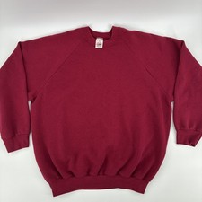 Vintage Fruit Of The Loom Sweatshirt Men XL Maroon Pullover Crew Neck Blank USA