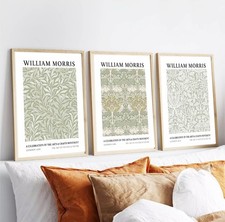 Set of 3 A3 William Morris Vintage Classic Art Prints - Home Wall Art Sage Green