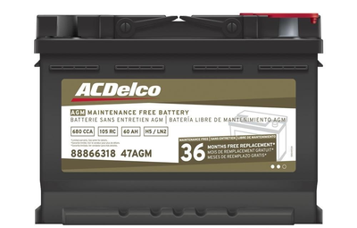 ACDelco 47AGM AGM Maintenance Free Battery CCA 680, RC 105, 60 AH