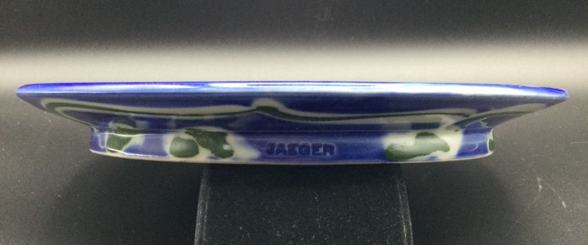 SARAH JAEGER Porcelain Footed Plate Blue Floral Helena Montana Potter Laureate