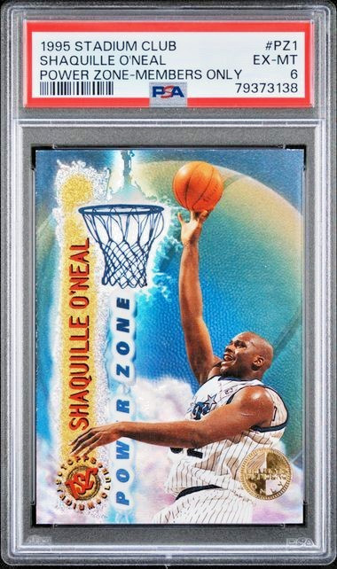 Shaquille O'Neal #PZ1 Basketball Cards 1995 Stadium Club Power Zone trading card — raw and PSA graded price guide