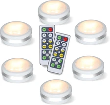 Battery Operated Puck Lights with Remote, Wireless Led under Cupboard Light with