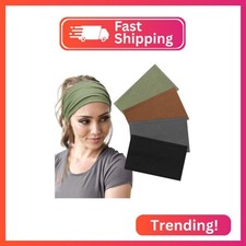 DRESHOW Wide Headbands for Women Elastic Turban Hair Bands Boho Head Bands for W