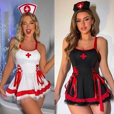 Women Sexy Nurse Cosplay Outfit Uniform Lingerie Party Costume Fancy Dress
