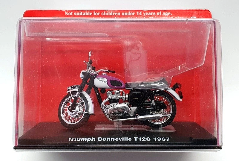 Altaya 9 cm de largo diecast AL1609B - 1967 Triumph Bonneville T120 - negro/púrpura Foto 2 de 4