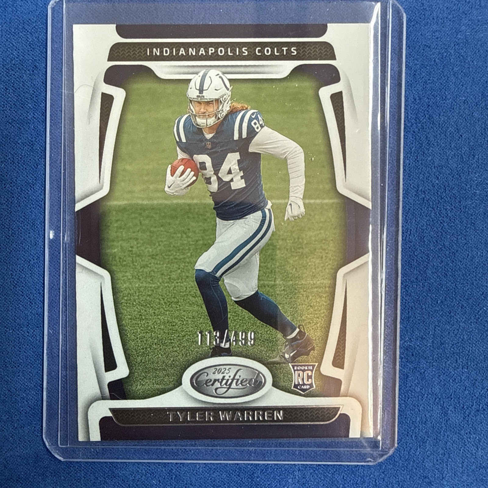 2025 Panini Certified Football #113 Tyler Warren /499 RC Indianapolis Colts