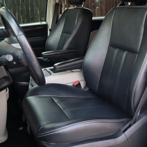 Fit 2011-2016 Chrysler Town & Country Driver Leather BOTTOM Seat Cover Tan Black - Bild 33 von 45