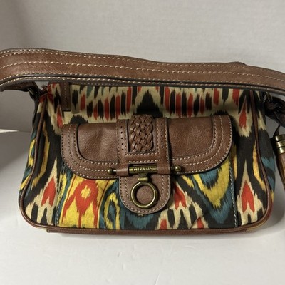 Chaps Multicolor Western Design Bag with Faux Leather Details