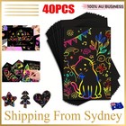 40 Sheets Scratch Paper Creative Art Rainbow Paper Sketch Book+bamboo pen f kids