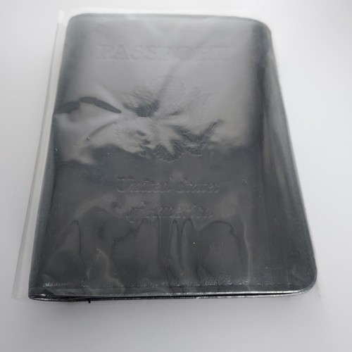 Black Leather USA Passport Cover and ID Holder Wallet Case - Picture 4 of 4