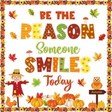 Fall Bulletin Board Decoration Set Autumn Maple Leaves Pumpkin Cutouts Decor