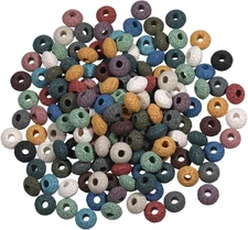 100Pcs Lava Stone Rondelle Beads for Jewelry Making, Energy Volcanic Rock Large