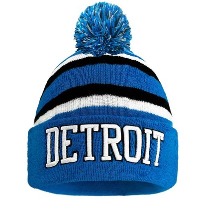 New Detroit Football 3D Embroidery Cap Winter Cuffed Cap Sport Fans Gift