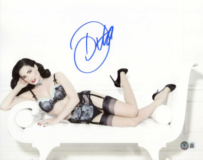 DITA VON TEESE SIGNED AUTOGRAPHED 11x14 PHOTO VERY SEXY LINGERIE BECKETT BAS