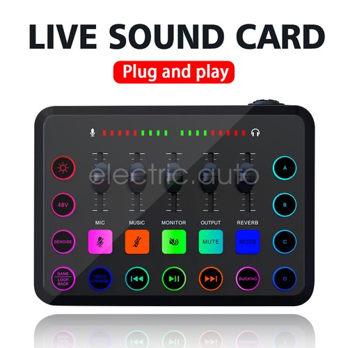 Gaming Audio Mixer Streaming Podcast/Recording DJ Music Mixer Sound Card Changer - Picture 2 of 16