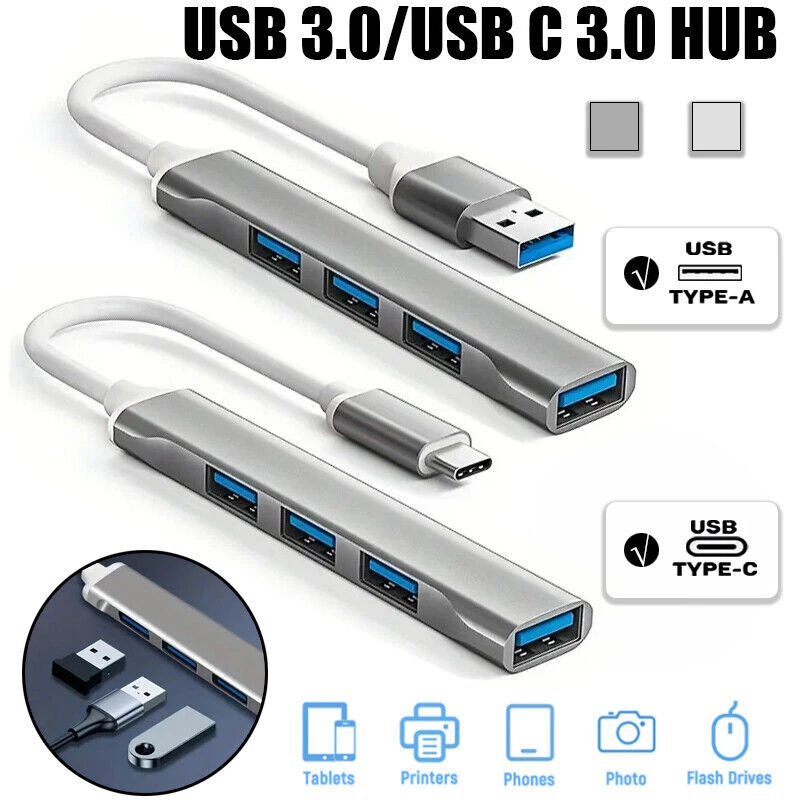 4 Port USB 3.0 HUB Splitter Adapter For PC Mac Android phones MacBook Pro iPad - Image 2 of 4