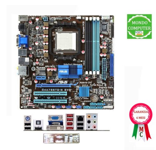 SCHEDA MADRE SOCKET AM3 ASUS M4A785TD-M EVO + CPU + RAM + LAMIERA BACK PANEL